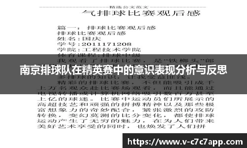 南京排球队在精英赛中的意识表现分析与反思